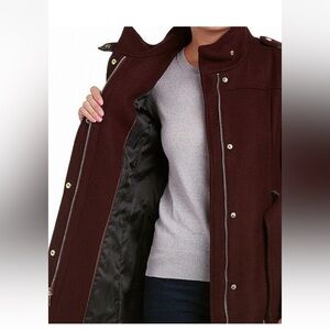 Cole Haan Signature Slick Wool‎ Blend Wrap Shawl Collar Coat, Black, Size 14